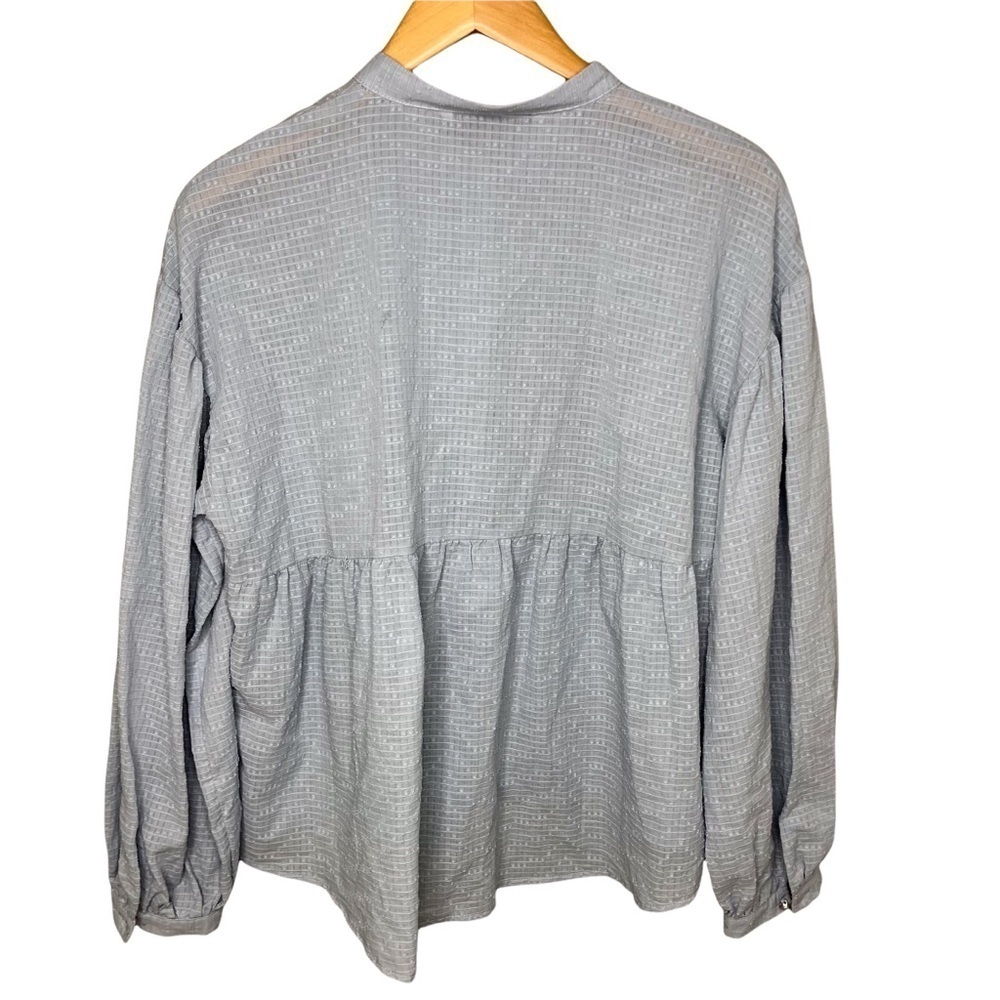 Zara Swiss Dot Blouse Long Sleeve Light Blue Size Large 8574 025 406 - Picture 6 of 10
